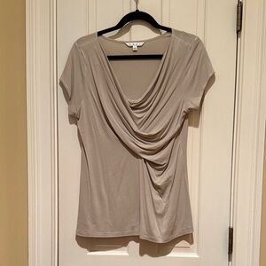 CAbi Taupe Drape Blouse